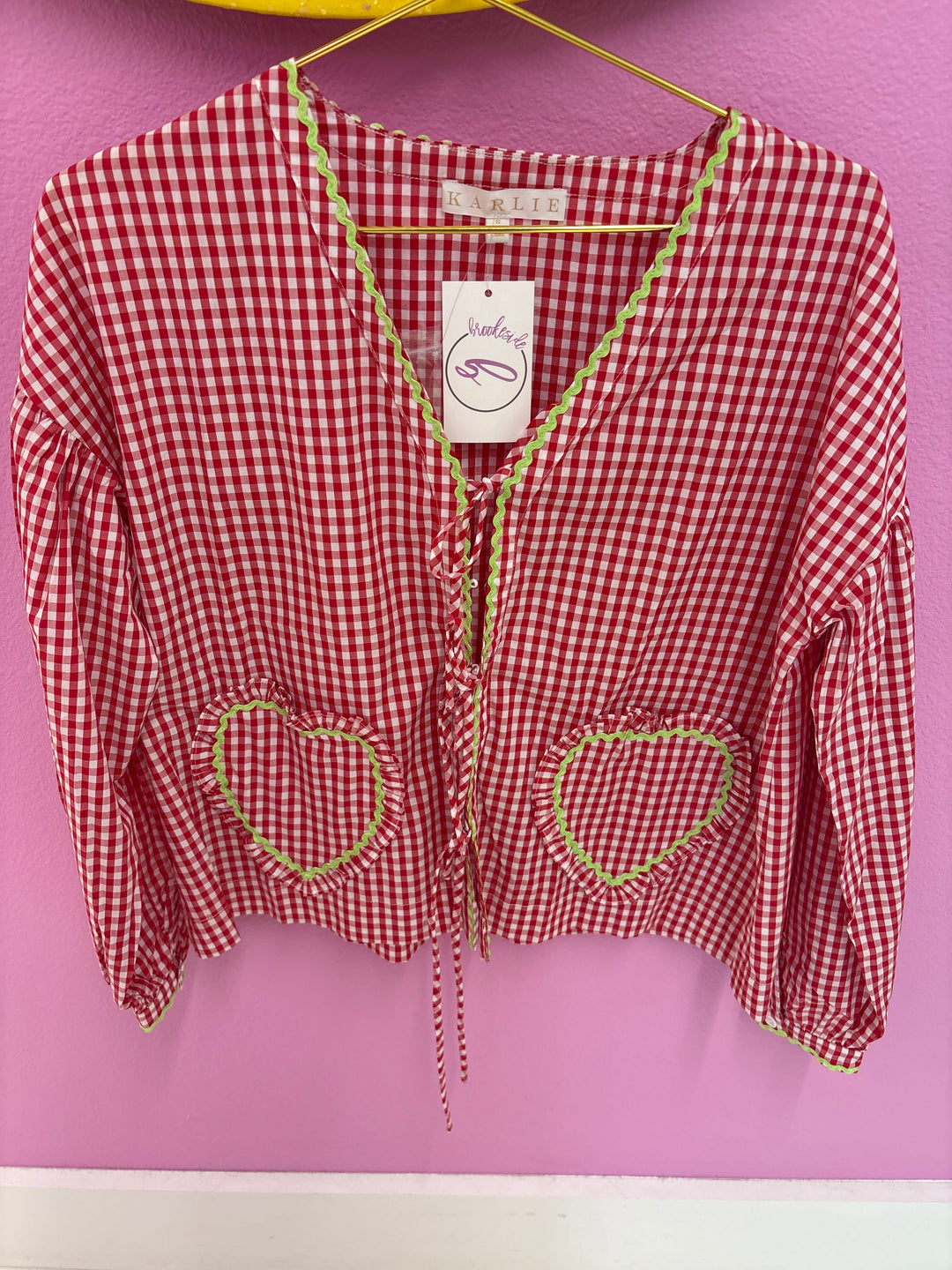 Red Vintage RicRac Heart Tie Top