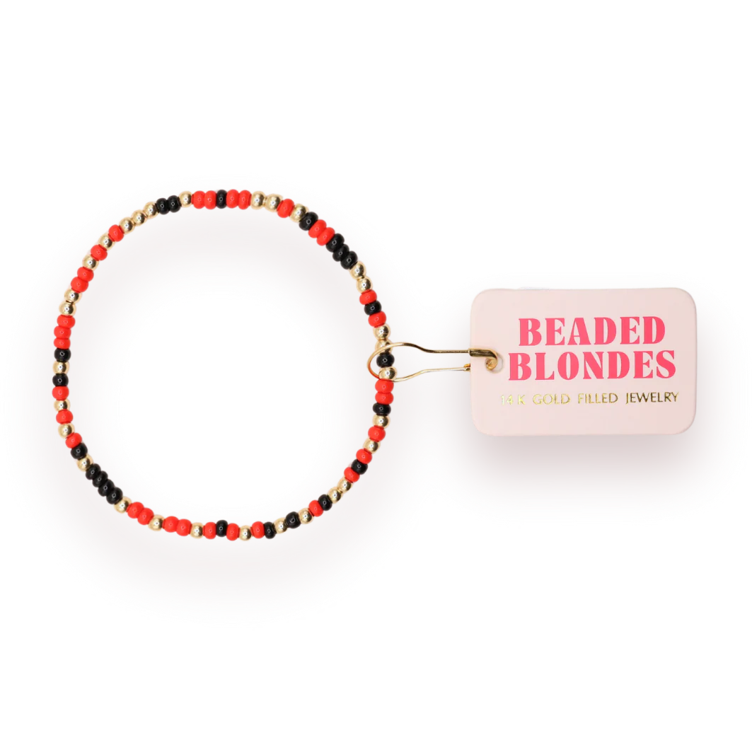 Beaded Blondes Red & Black Game Day Bracelet