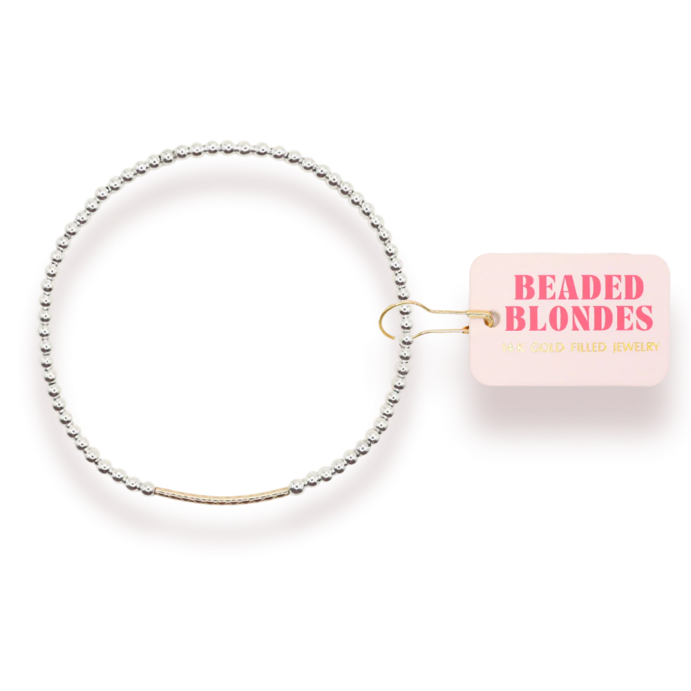 Beaded Blondes Silver W/ Gold Dainty Bar Bracelet
