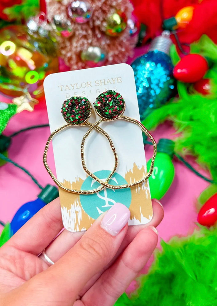 Christmas Mix Glitter Top Hoops