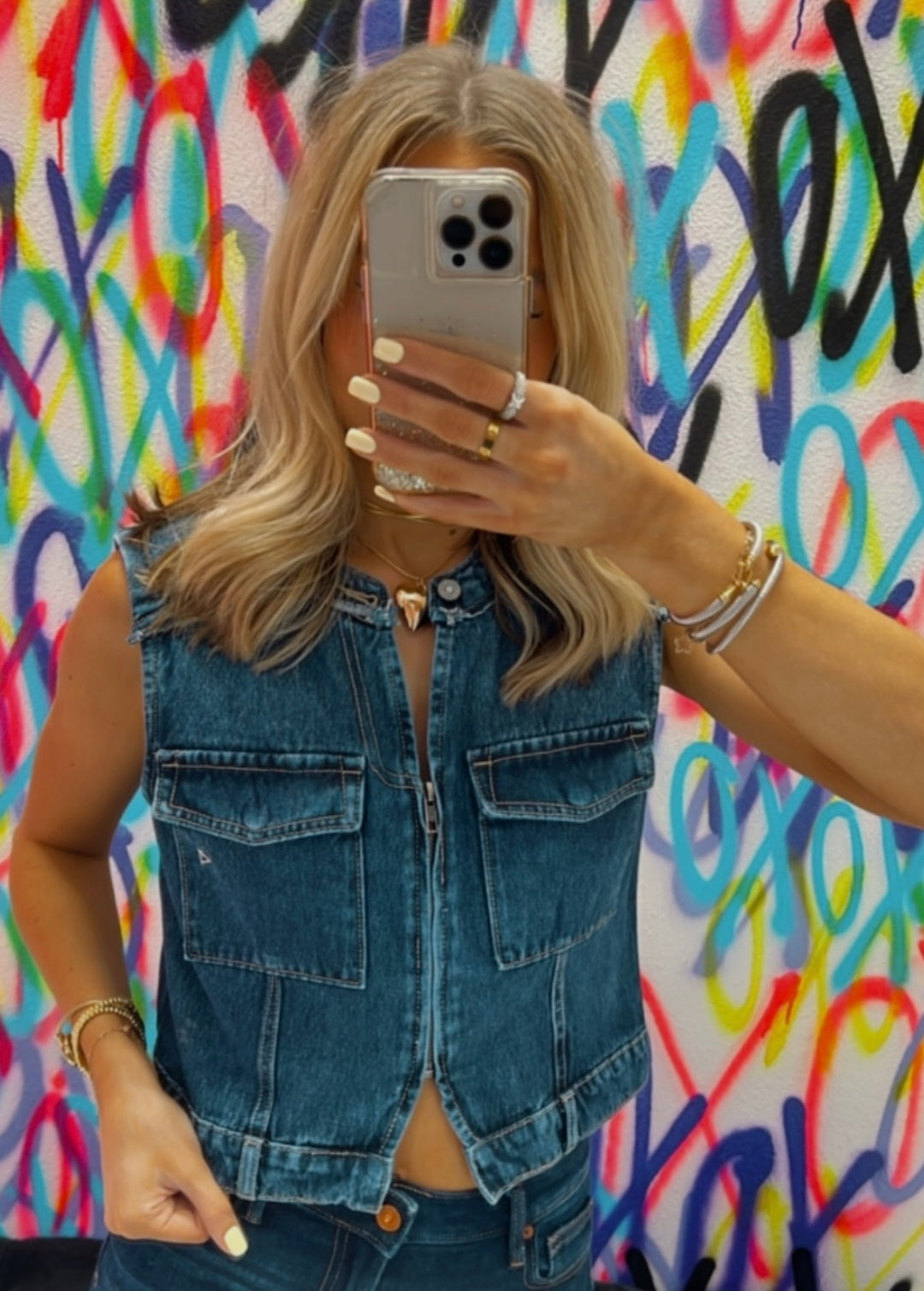 Denim Delight Zip Up Vest