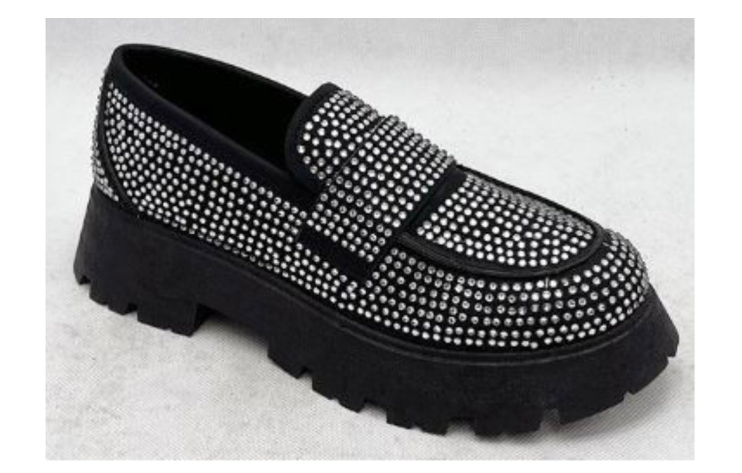 Black Rhinestone Prada Dupe Loafer