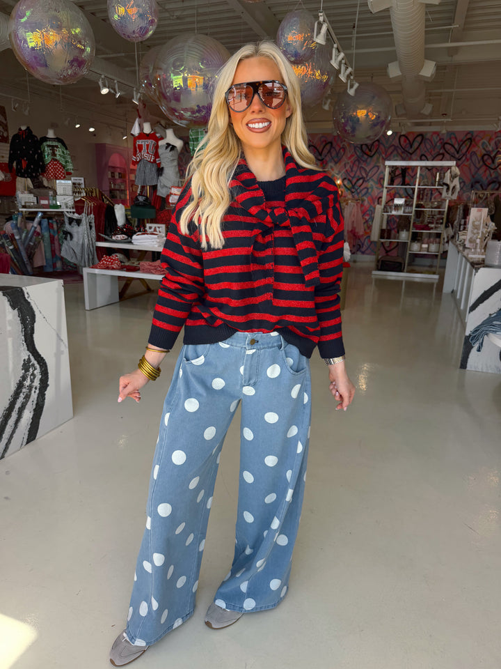 Rayli Retro Denim Polka Dot Pant