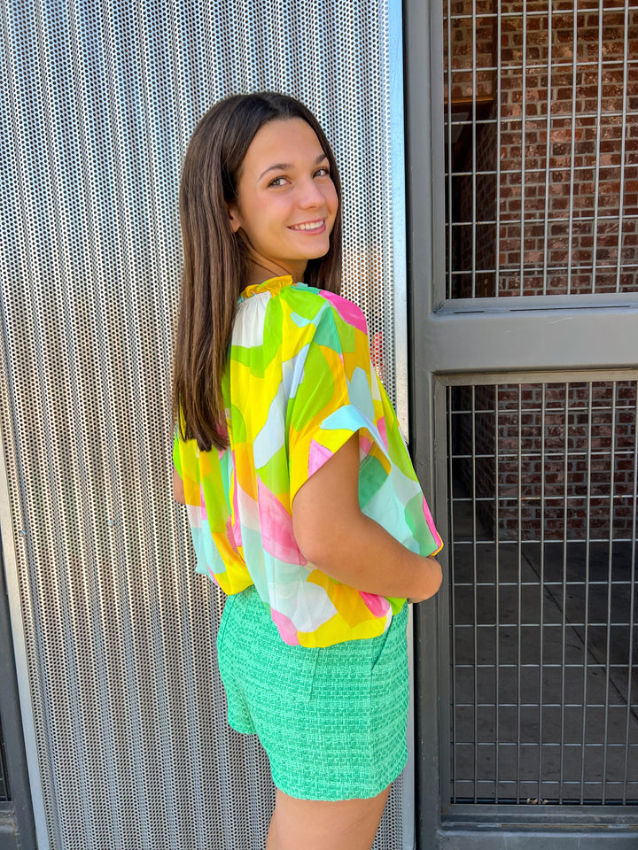 Bright Chartreuse Flowy Top