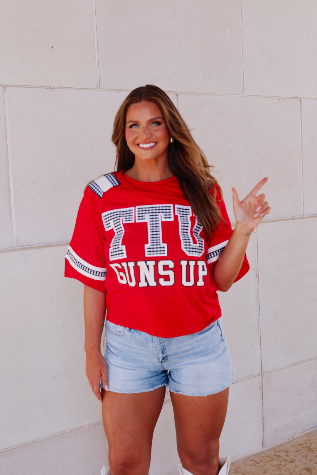 QOS Oversized Gingham Jersey Tee
