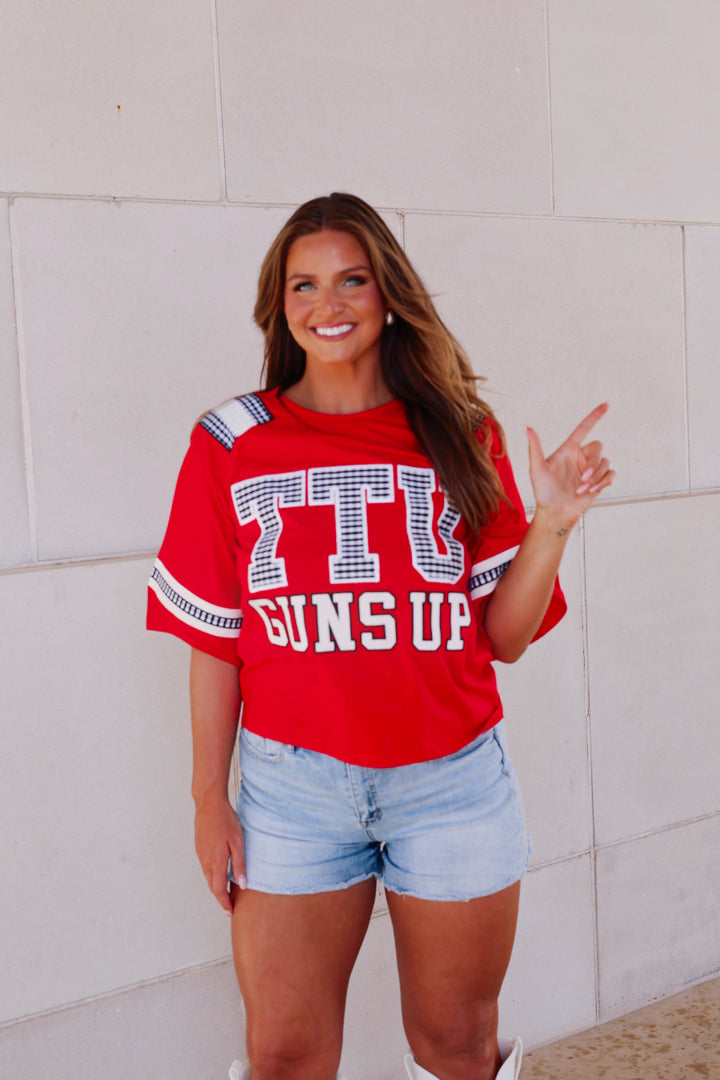 QOS Oversized Gingham Jersey Tee