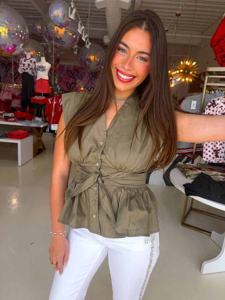 Monroe Olive Top