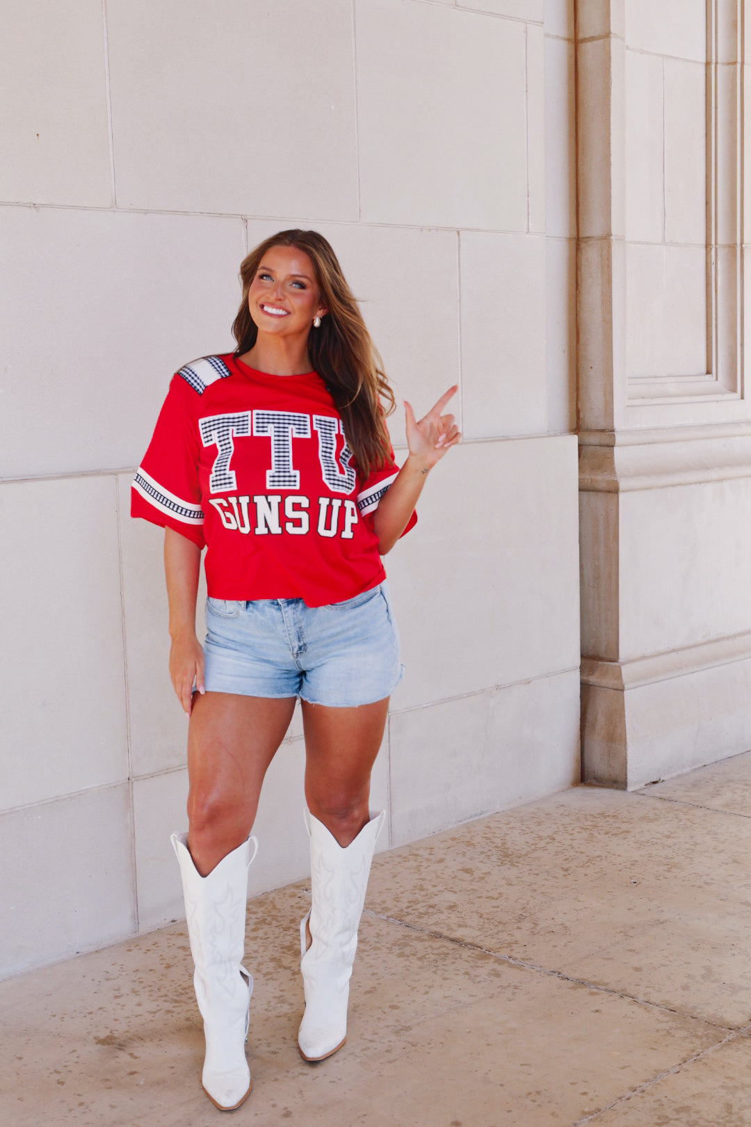 QOS Oversized Gingham Jersey Tee