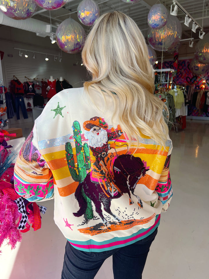 QOS Vintage Cowboy Santa Sweatshirt