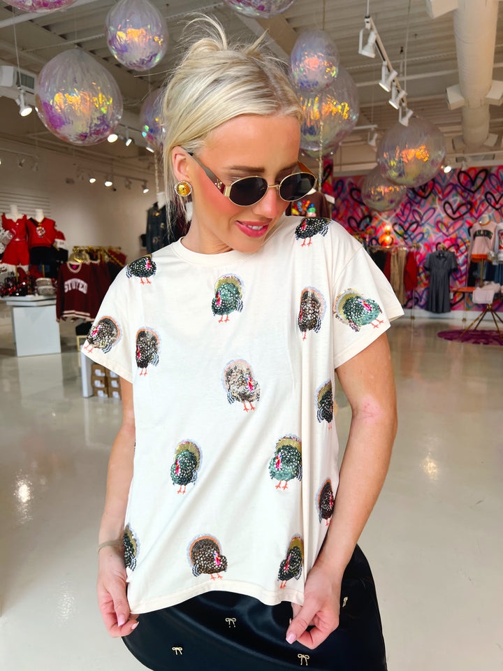 QOS Beige Small Turkey Icon Tee