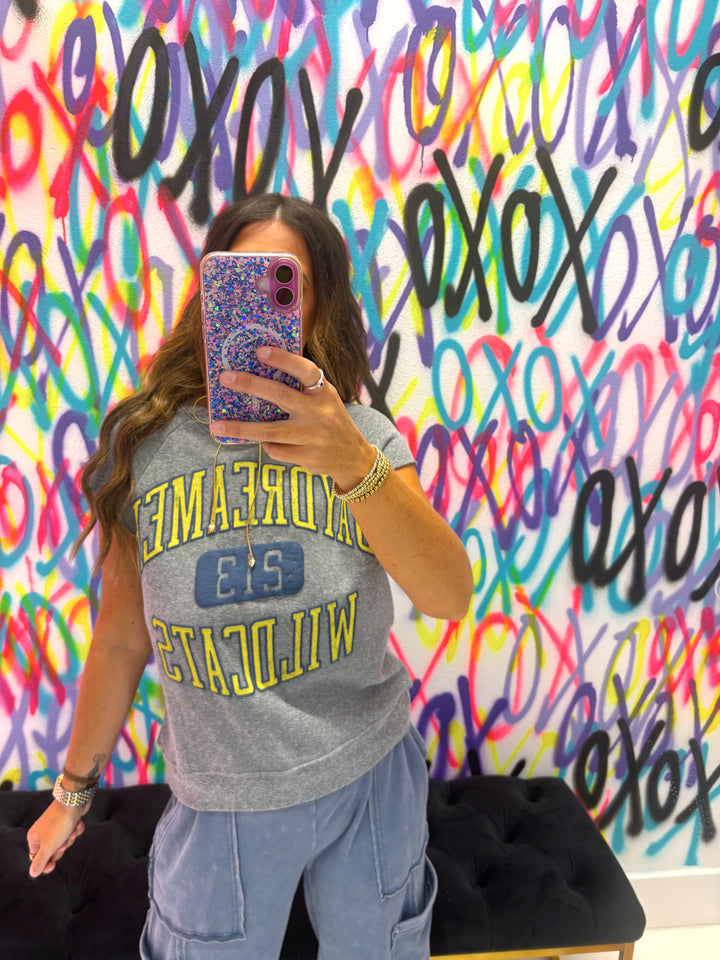 Daydreamer Heather Grey Wildcats Cut Off Sweathshirt
