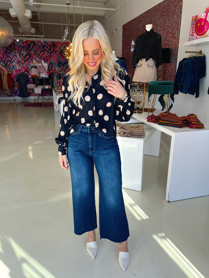 JBD Dark Wash Scissor Cut Wide Leg Jeans