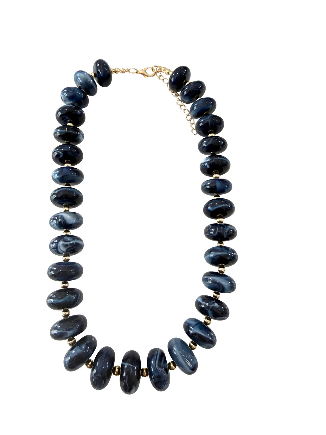 Holly Chunky Beaded Necklace- Navy