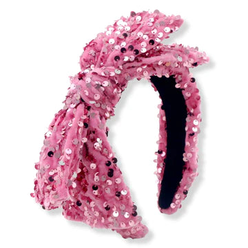 Adult Size Pink Sequin Side Bow