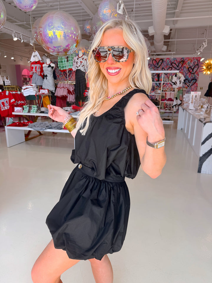 Solid Black Poplin Bubble Tank