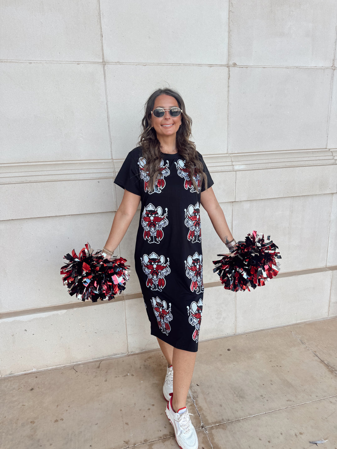QOS Texas Tech Mascot Midi Tee Dress