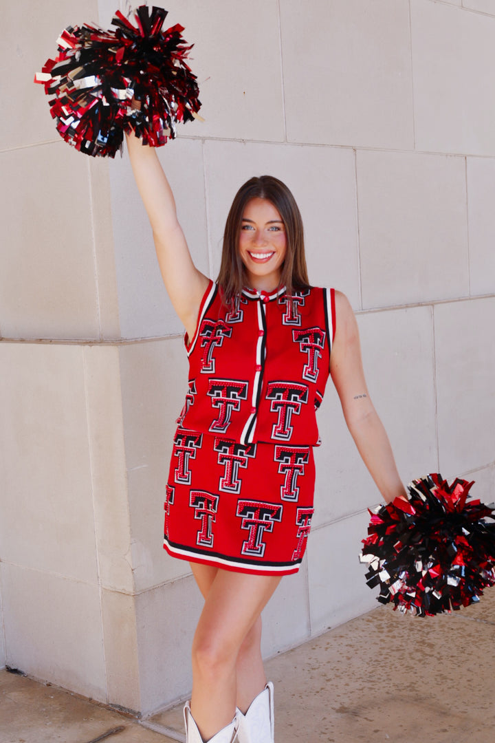 QOS Texas Tech Multi Rhinestone Logo Skirt