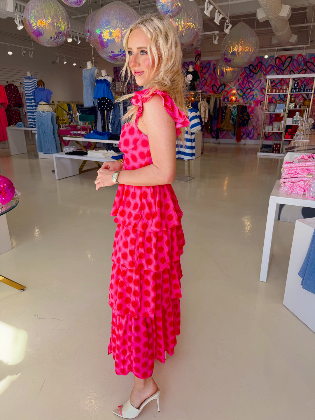Keith Polka Dot Tiered Midi Dress