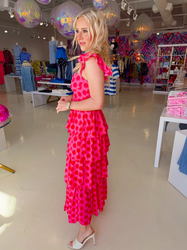 Keith Polka Dot Tiered Midi Dress