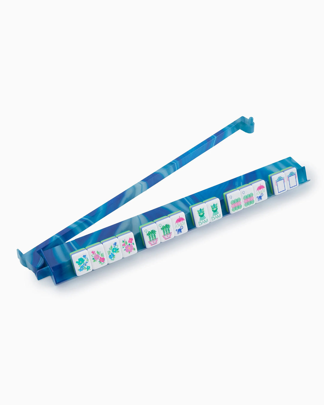 OH MY MAHJONG Blue Lace Agate Rack & Pusher Set