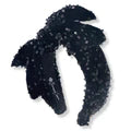 Adult Size Black Sequin Side Bow Headband