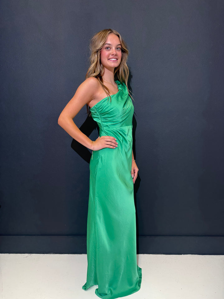 Dress me Up Green One Shoulder Dress