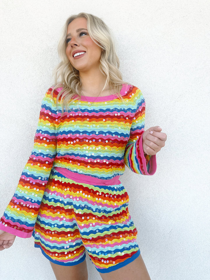 QOS Rainbow Striped Top