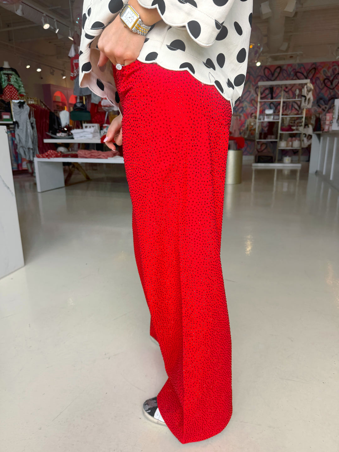 Queen of Sparkles Red Rhinestone Jeans