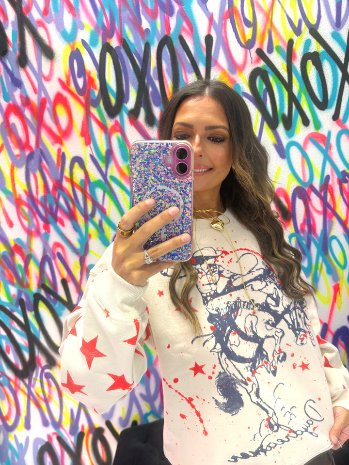 Daydreamer Dirty White Rodeo BF Crew Sweatshirt