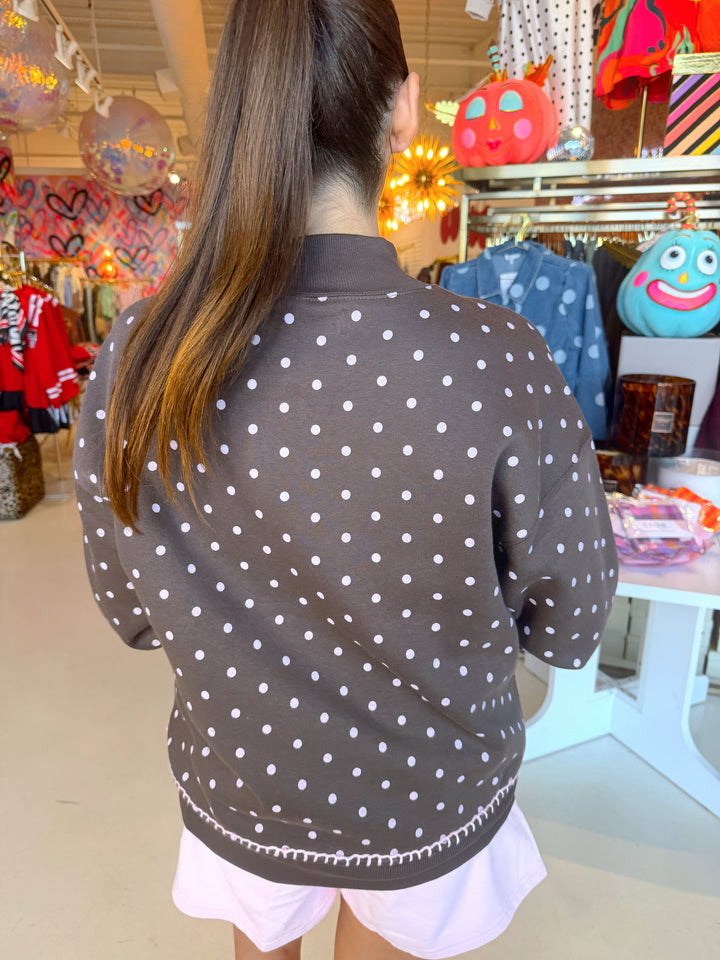 Molly Brown & Pink Polkadot Mockneck
