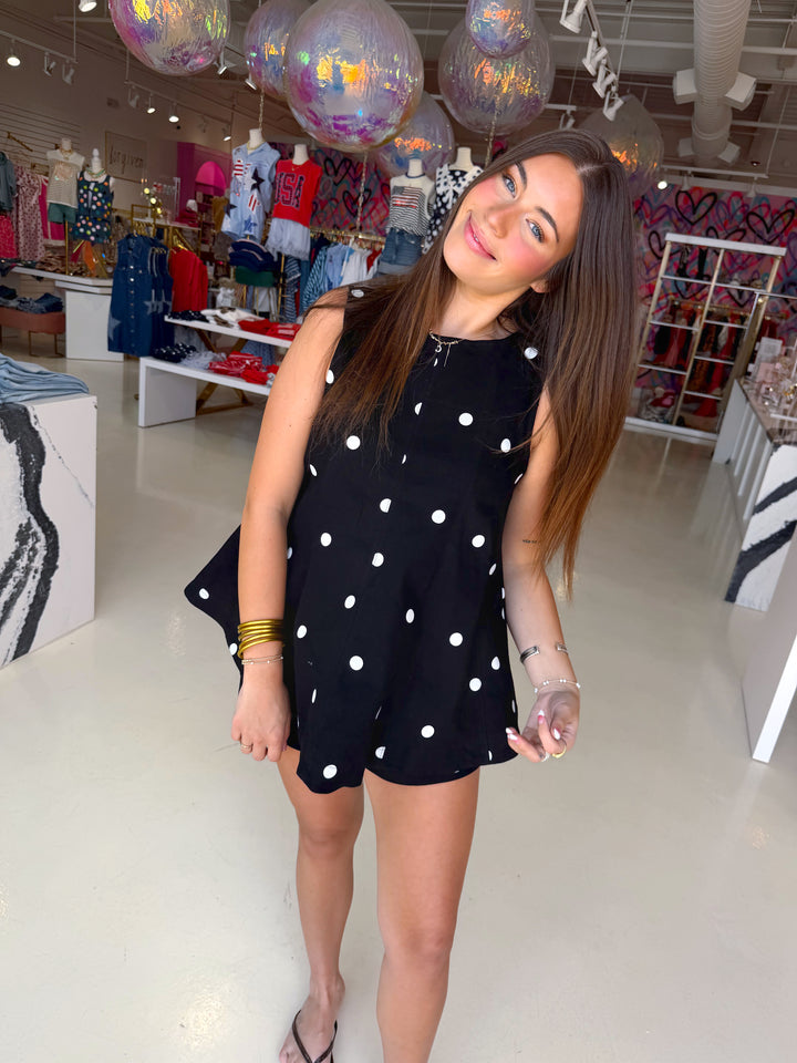 Linen Ivory and Black Polka Dot Top & Shorts Set