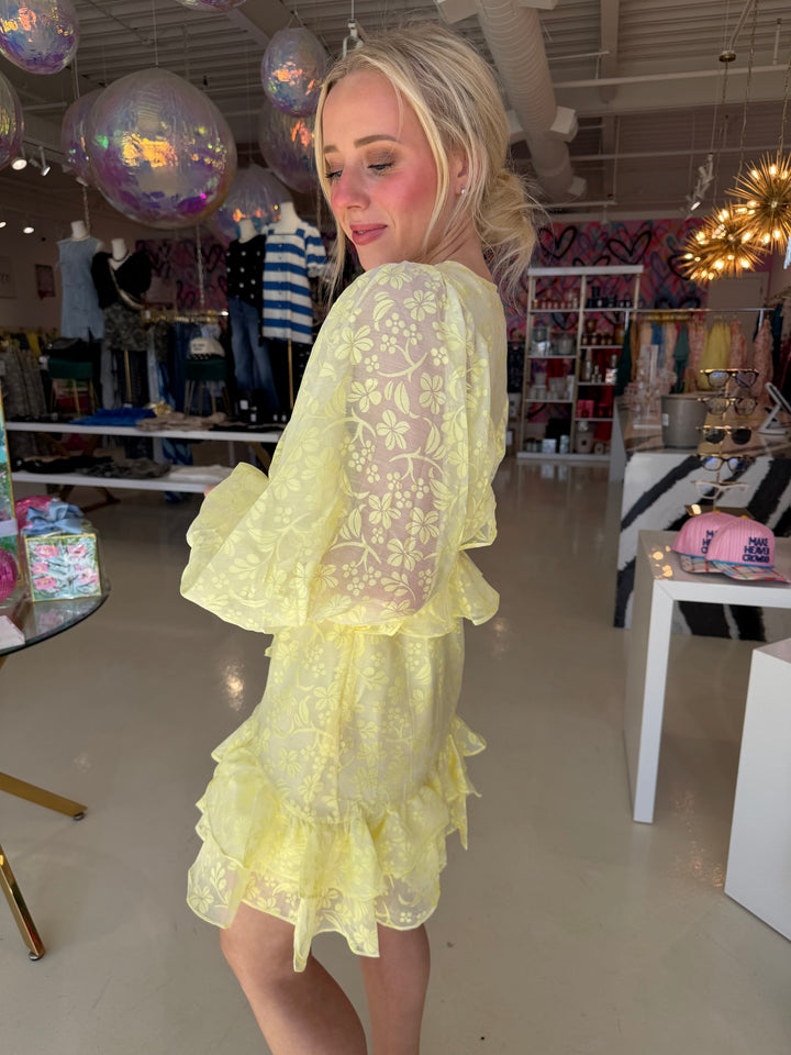 Classy Girl Era Bright Yellow Floral Dress