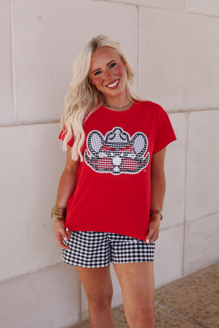 QOS Texas Tech Gingham Mascot TEE