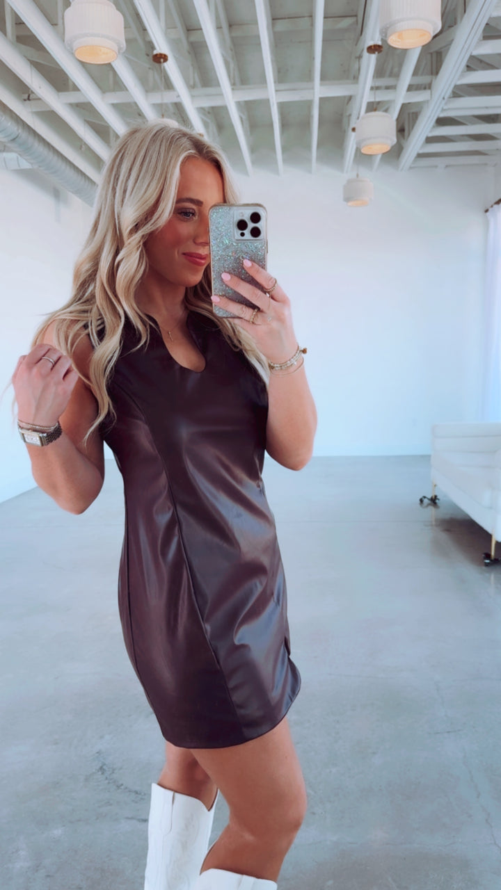 Chocolate Delight Leather Dress