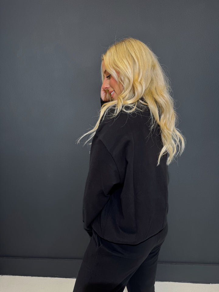 QOS Black Texas Tech Jewel Letter Sweatshirt