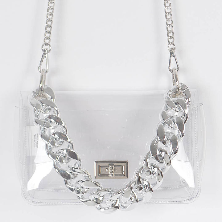 Clear Cross Body W/ Oversized Chain| 2 Colors