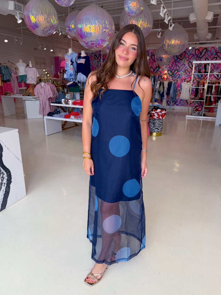Navy Polka Dot Dress