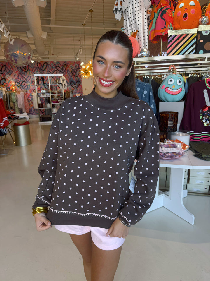 Molly Brown & Pink Polkadot Mockneck