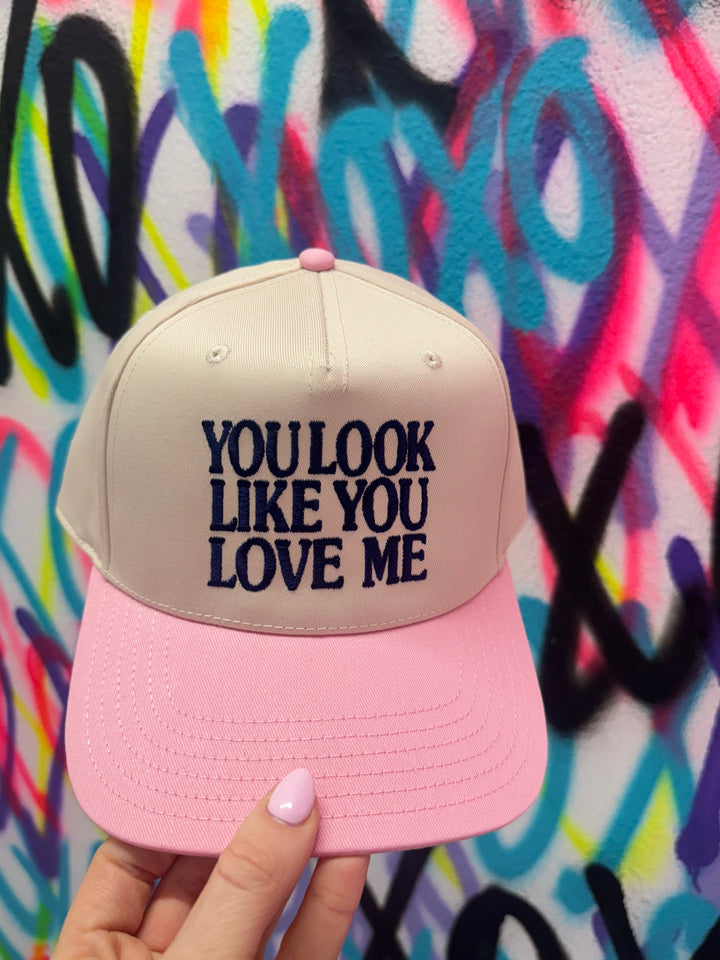 Navy You Look Like You Love Me on Cream/Pink Hat