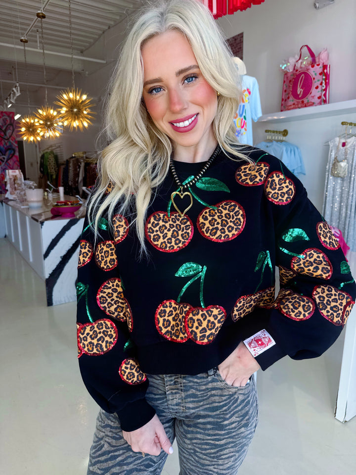 QOS Leopard Cherry Sweatshirt