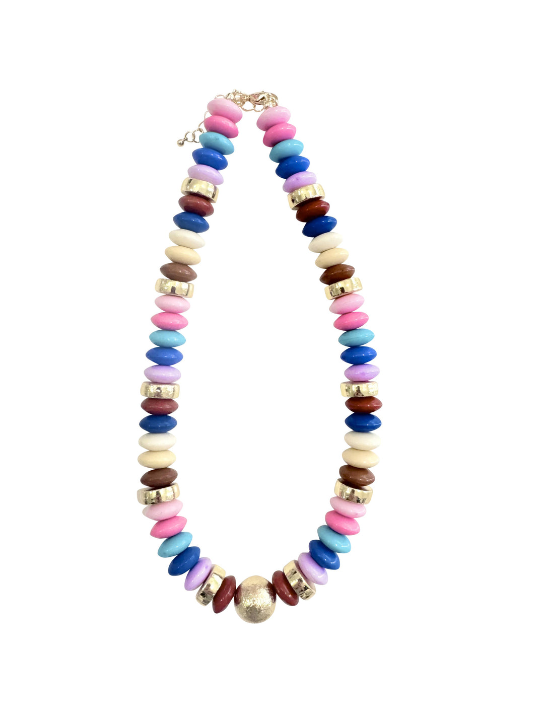 Tobie Beaded Disc Necklace- Neutral