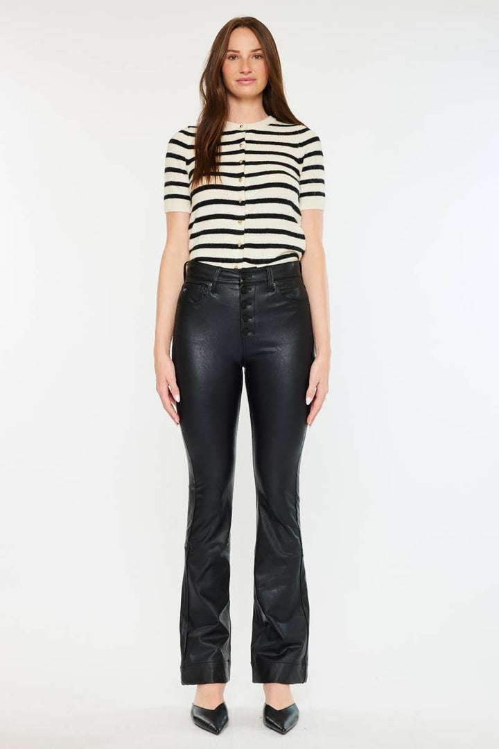 Black Leather Bootcut Pants