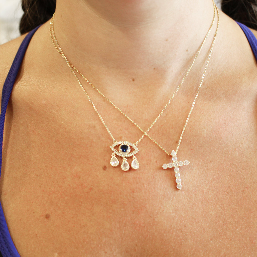 CZ Cross Charm Necklace