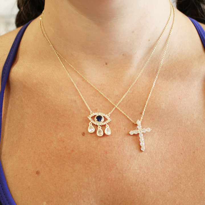 CZ Cross Charm Necklace