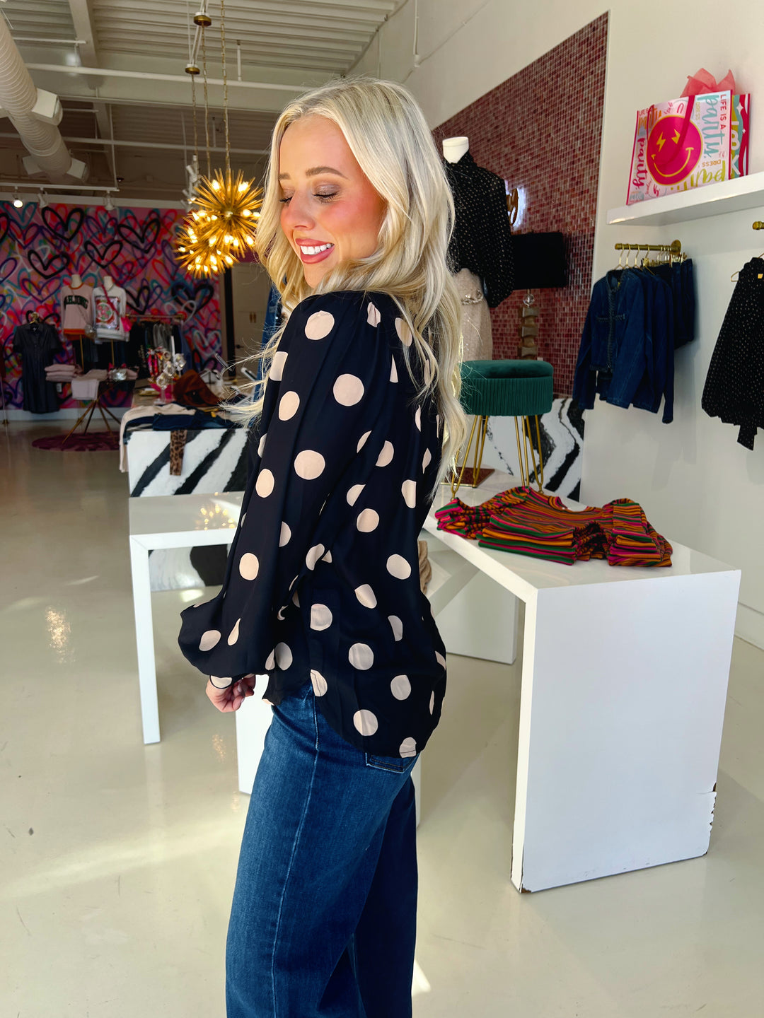 Delanie Dotted Woven Top