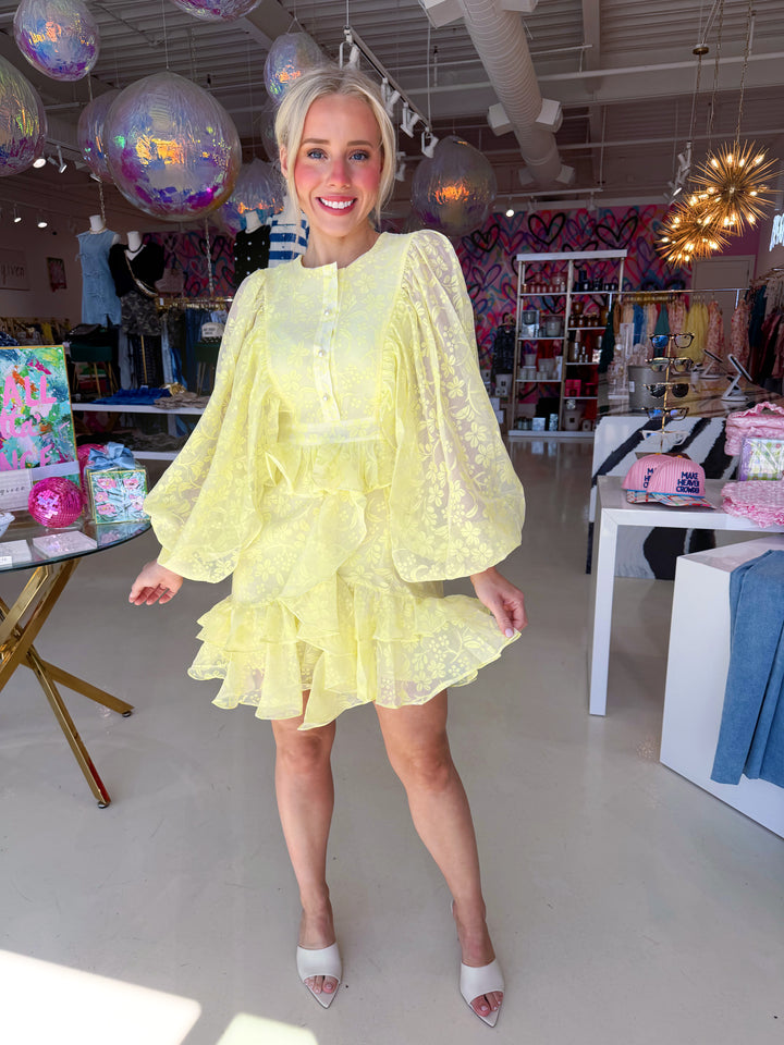 Classy Girl Era Bright Yellow Floral Dress