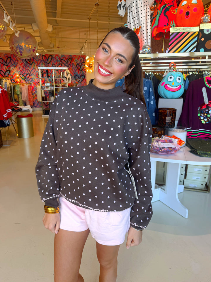 Molly Brown & Pink Polkadot Mockneck