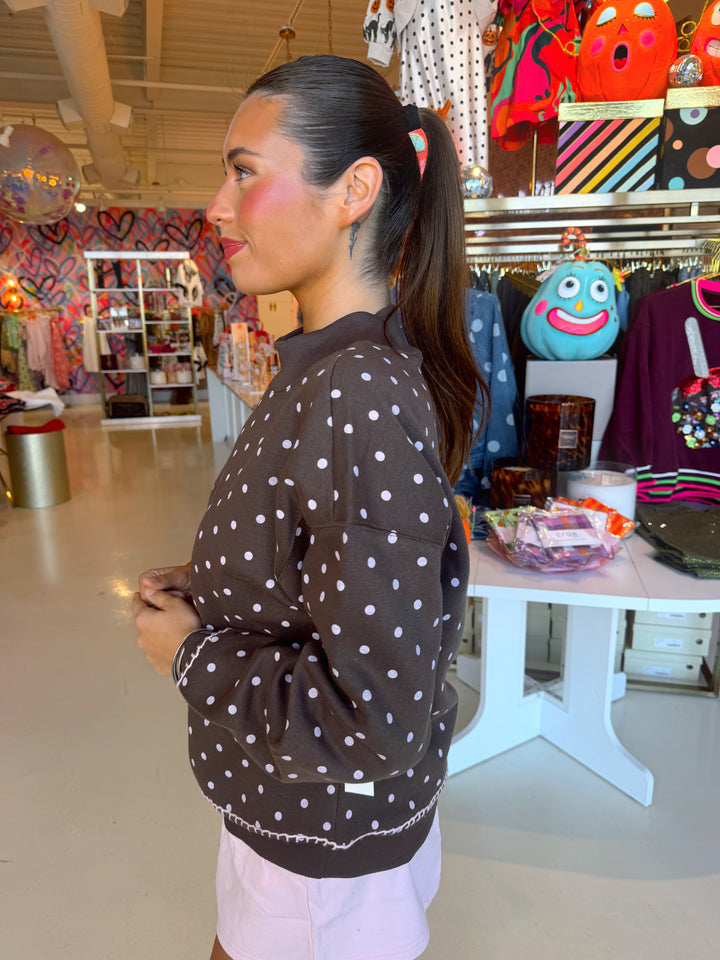 Molly Brown & Pink Polkadot Mockneck