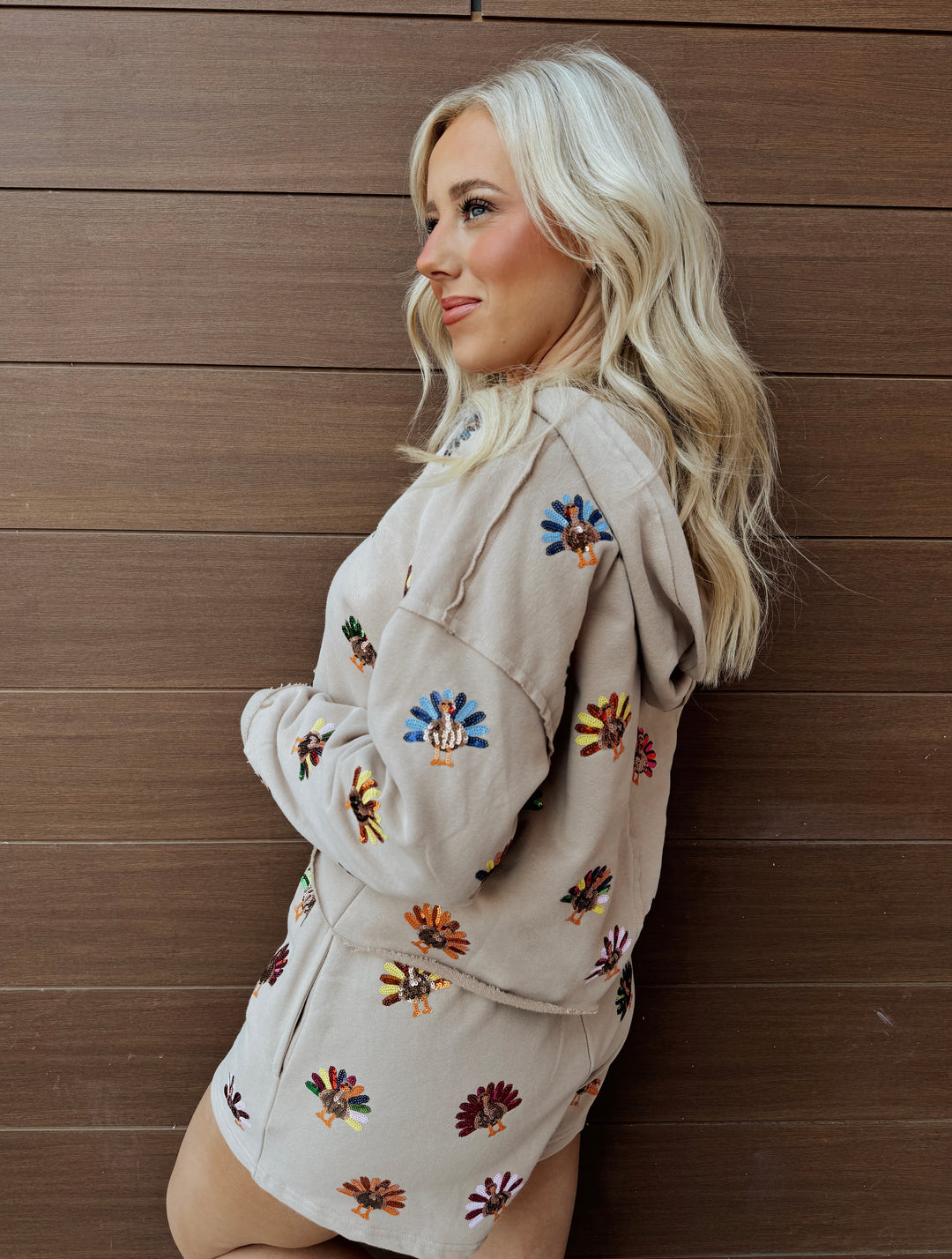 Tan Multi Turkey Hoody Sweatshirt