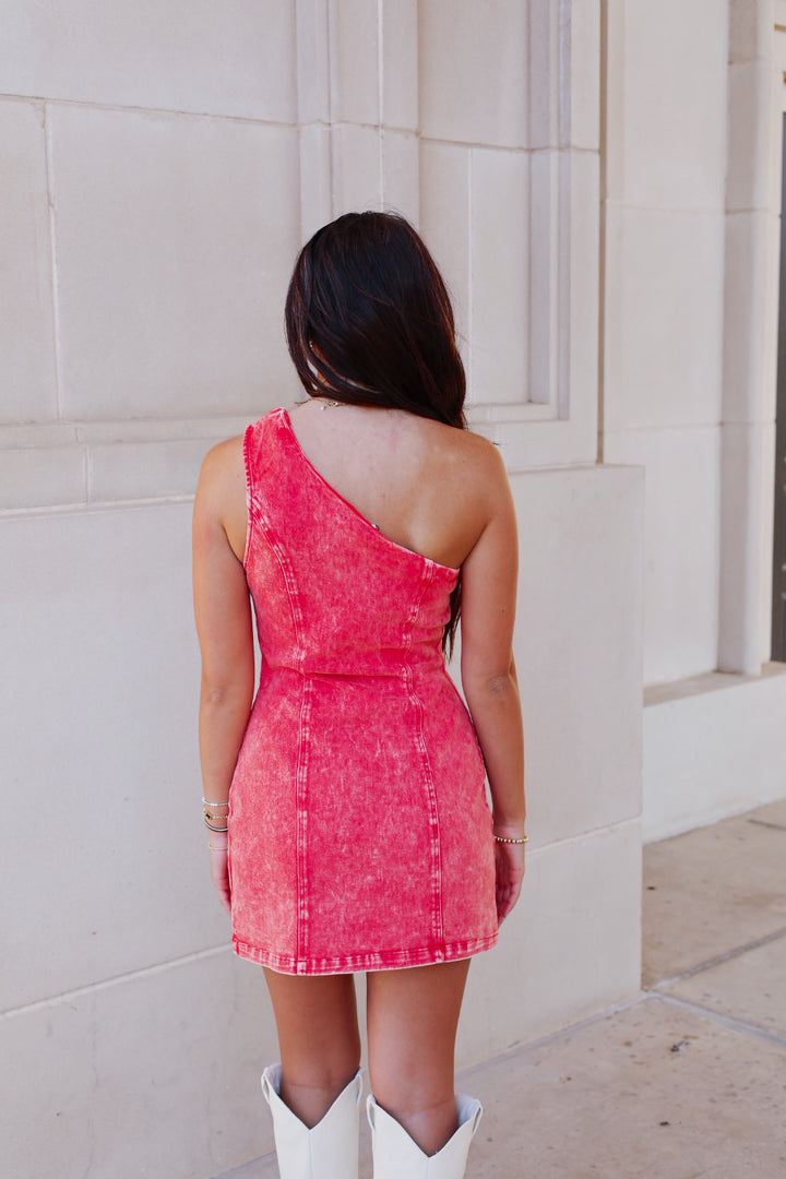 Red One Shoulder Mini Dress